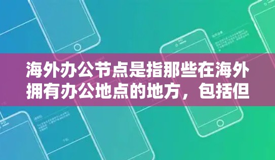 海外办公节点是指那些在海外拥有办公地点的地方，包括但不限于国家的大学、公司、办公室等。这些节点通常位于某个国家或地区的城市，为这些机构提供办公空间。以下是一些可能涉及海外办公节点的方面